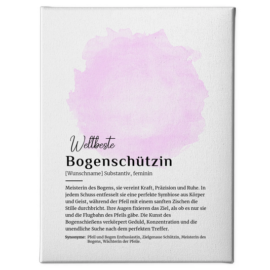 Leinwand Definition Bogenschützin Bogenschießen mit Namen Geschenk