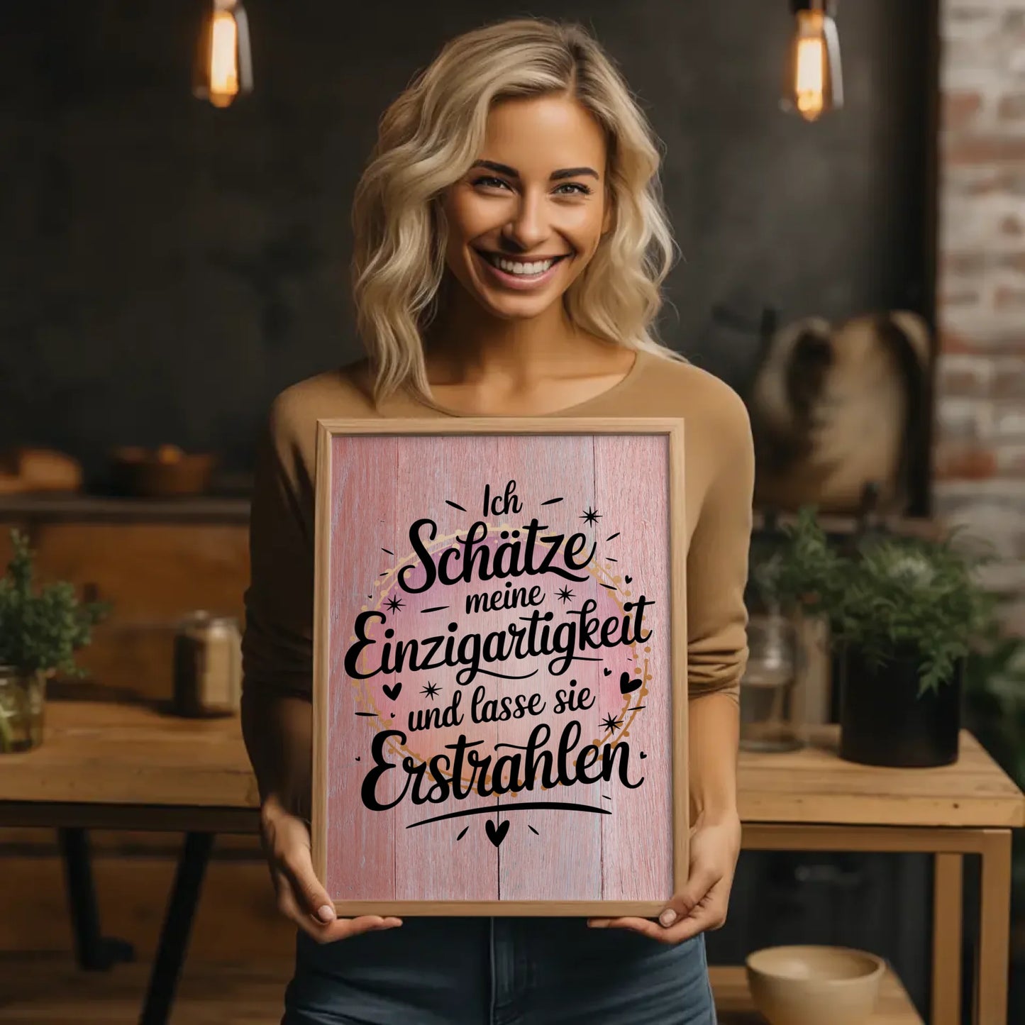 Affirmationsposter Ich schätze meine Einzigartigkeit positiv