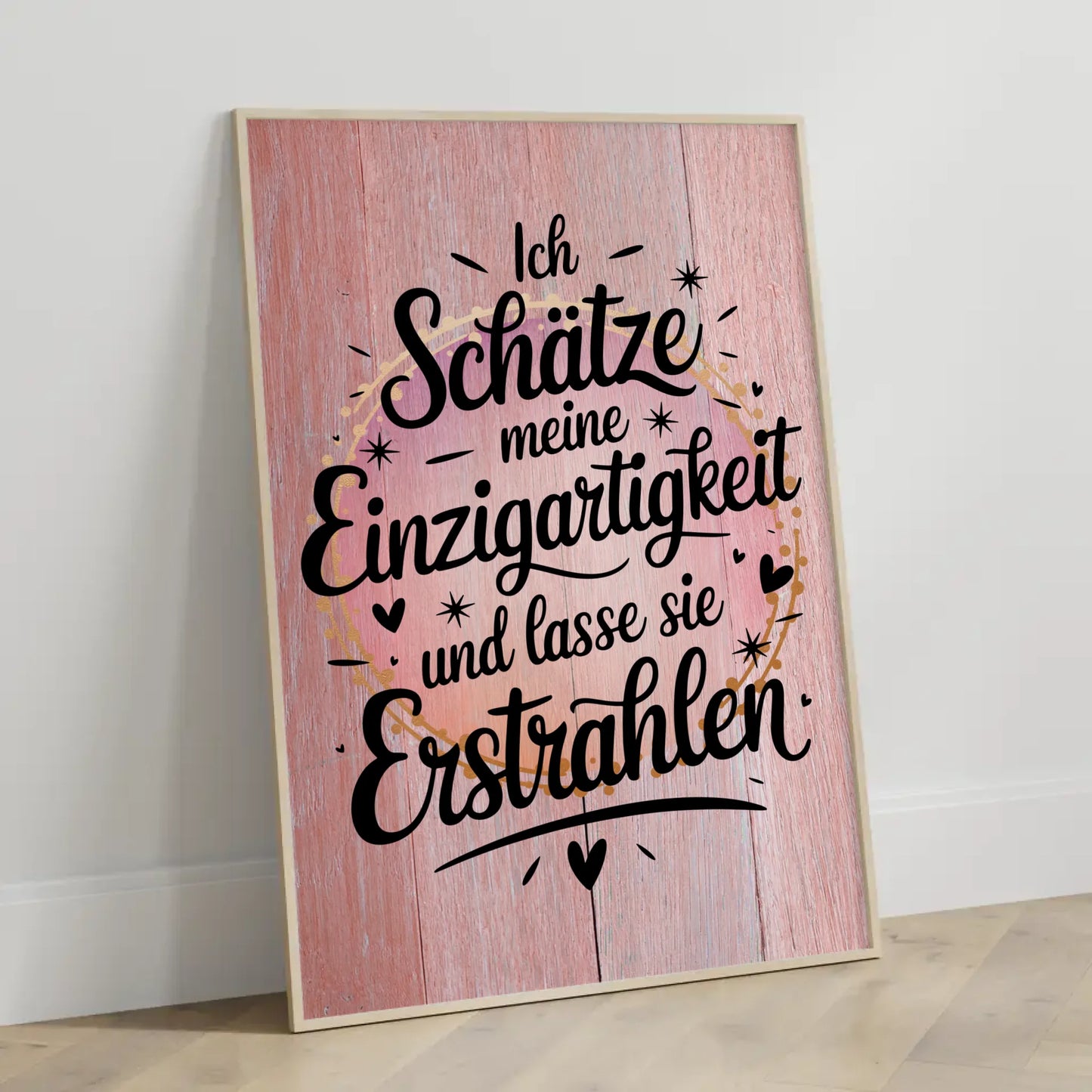 Affirmationsposter Ich schätze meine Einzigartigkeit positiv