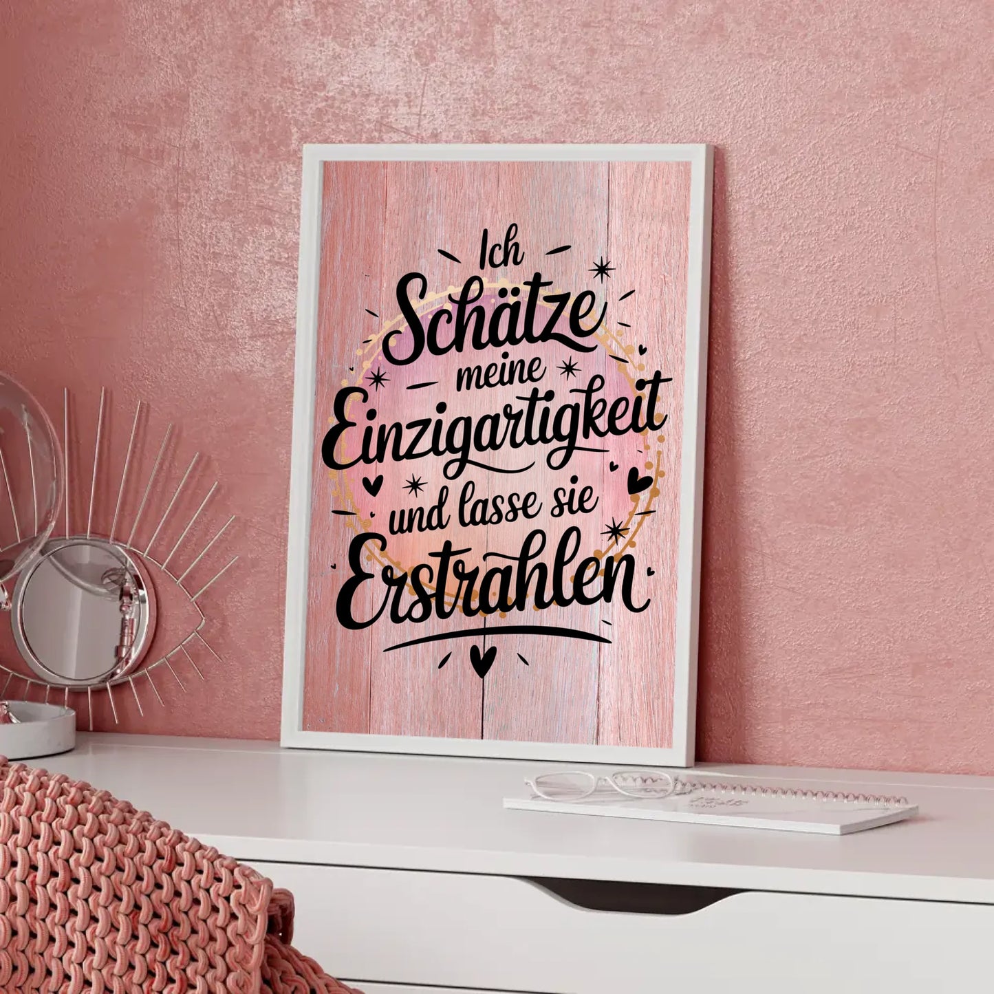 Affirmationsposter Ich schätze meine Einzigartigkeit positiv