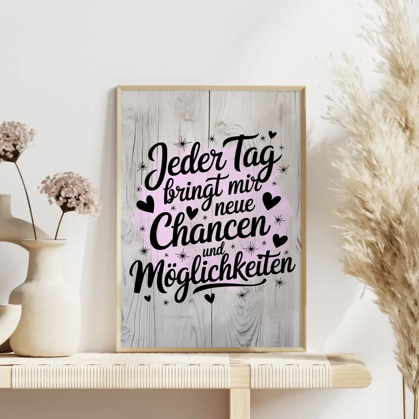 Affirmationsposter Jeder Tag bringt mir neue Chancen und Möglichkeiten positiv