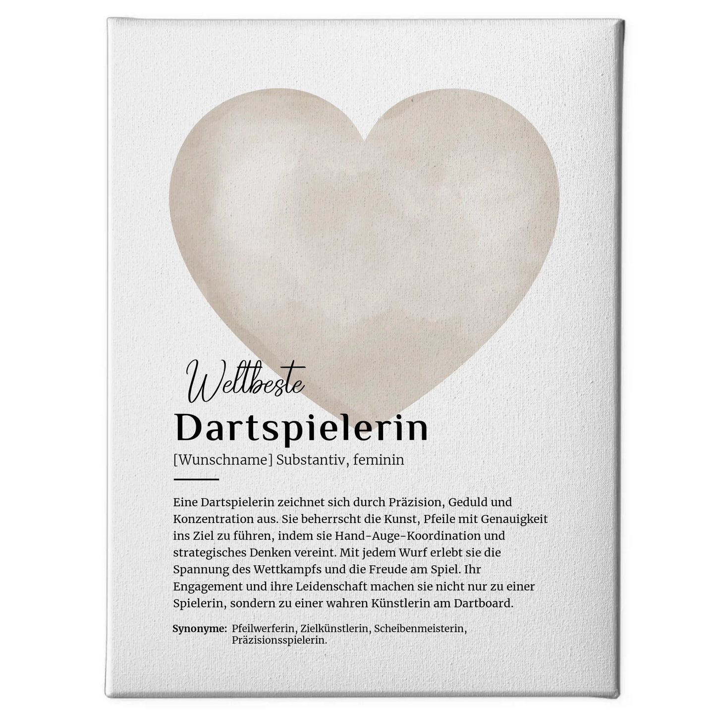 Leinwand Definition Dartspielerin mit Namen Geschenkidee