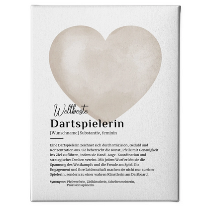 Leinwand Definition Dartspielerin mit Namen Geschenkidee