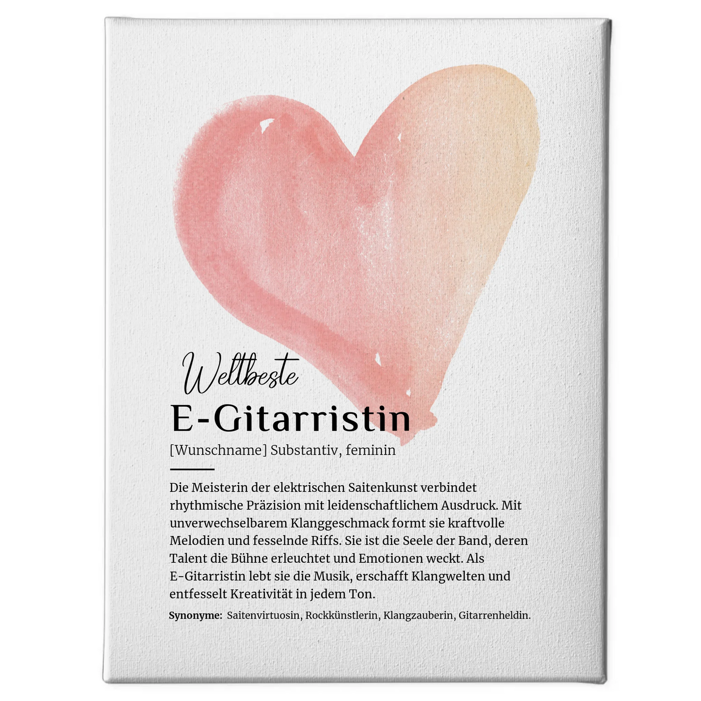 Leinwand Definition E-Gitarristin mit Namen Geschenk gestalten