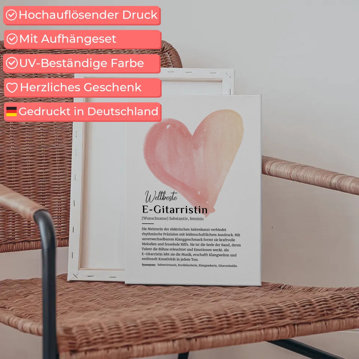 Leinwand Definition E-Gitarristin mit Namen Geschenk gestalten