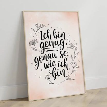 Affirmationsposter Ich bin genug positiv genau so wie ich bin