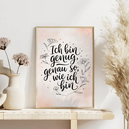 Affirmationsposter Ich bin genug positiv genau so wie ich bin