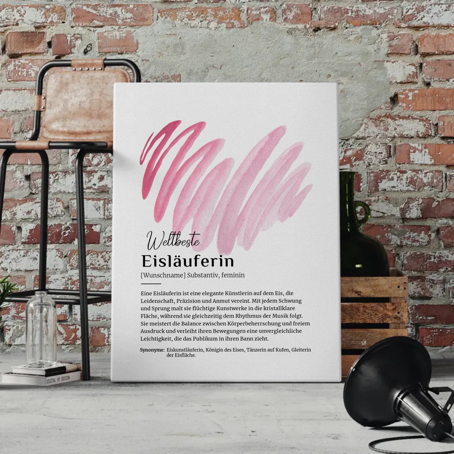 Leinwand Definition Eisläuferin Eislaufen mit Namen Geschenkidee