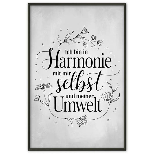 Affirmations Poster Ich bin in Harmonie mit mir selbst und meiner Umwelt