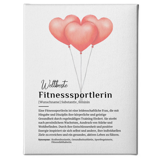 Leinwand Definition Fitnesssportlerin mit Namen Geschenk