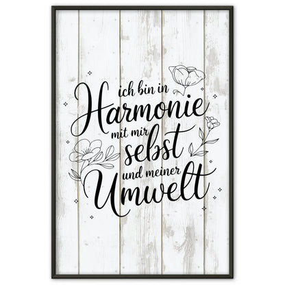 Affirmationsposter Ich bin in Harmonie positiv für Dich Positive Vibes