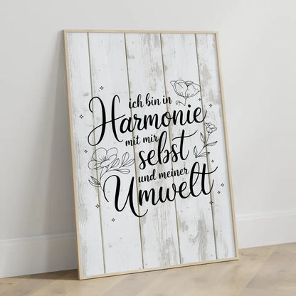 Affirmationsposter Ich bin in Harmonie positiv für Dich Positive Vibes