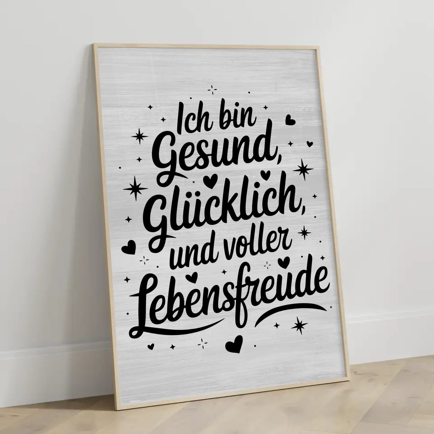 Affirmations Poster Ich bin gesund glücklich voller Lebensfreude Positives Wandbild