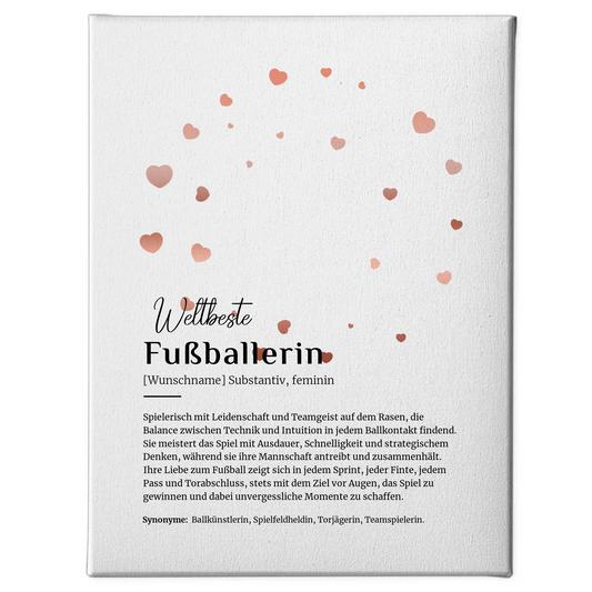 Leinwand Definition Fußballerin Fußball mit Namen Geschenk