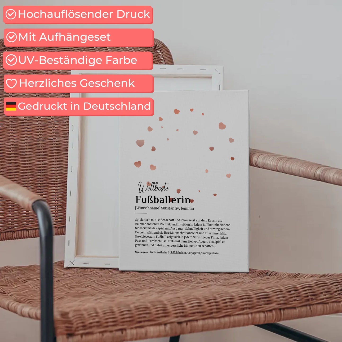 Leinwand Definition Fußballerin Fußball mit Namen Geschenk