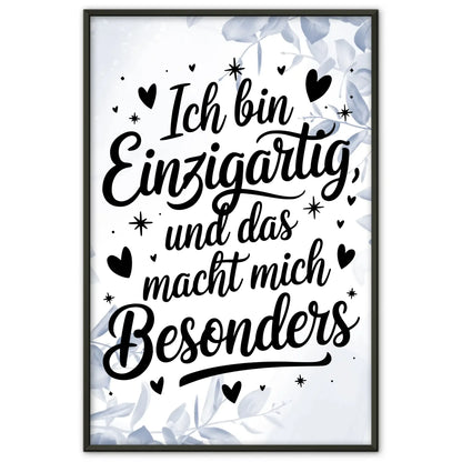 Affirmationsposter Ich bin einzigartig und das macht mich besonders positiv