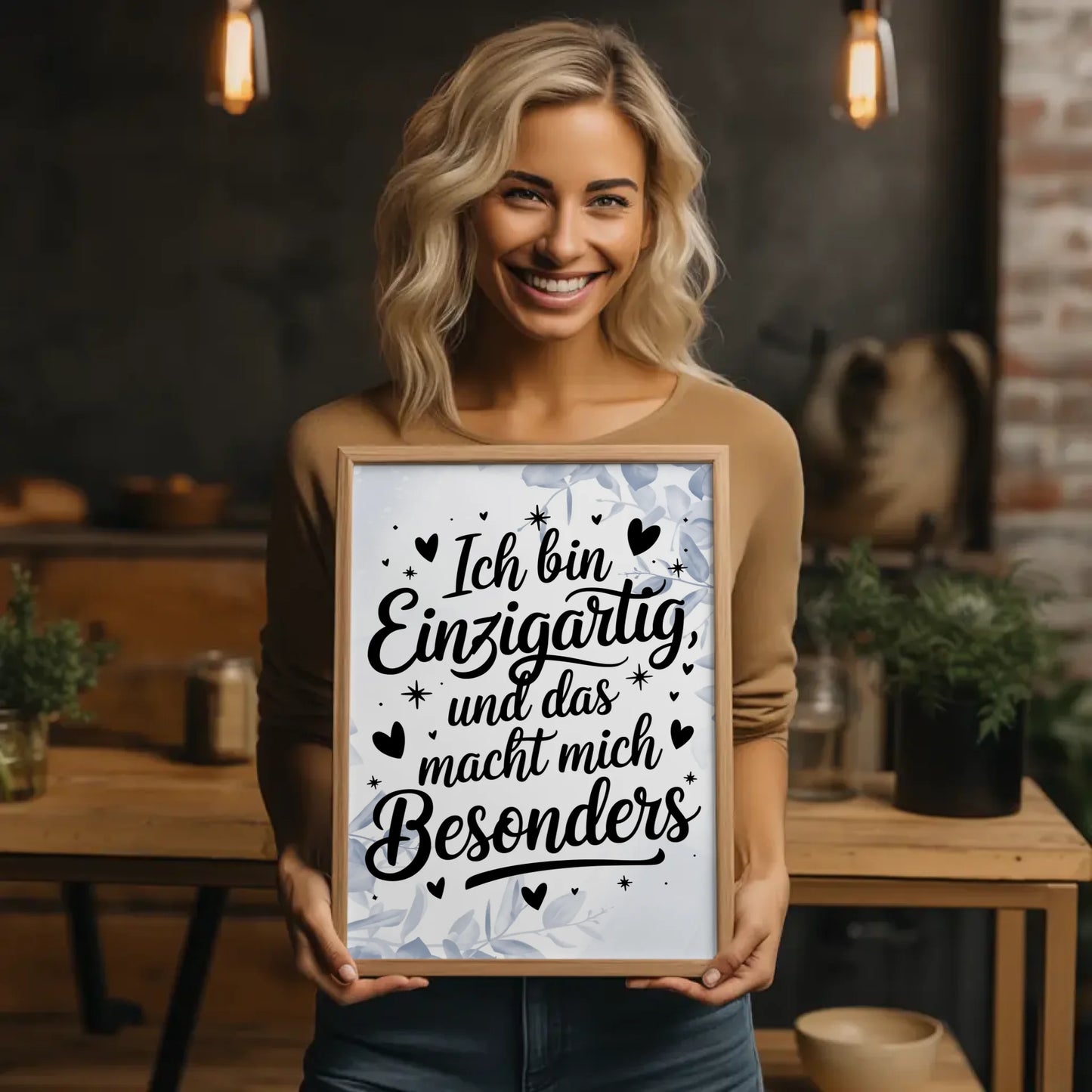 Affirmationsposter Ich bin einzigartig und das macht mich besonders positiv