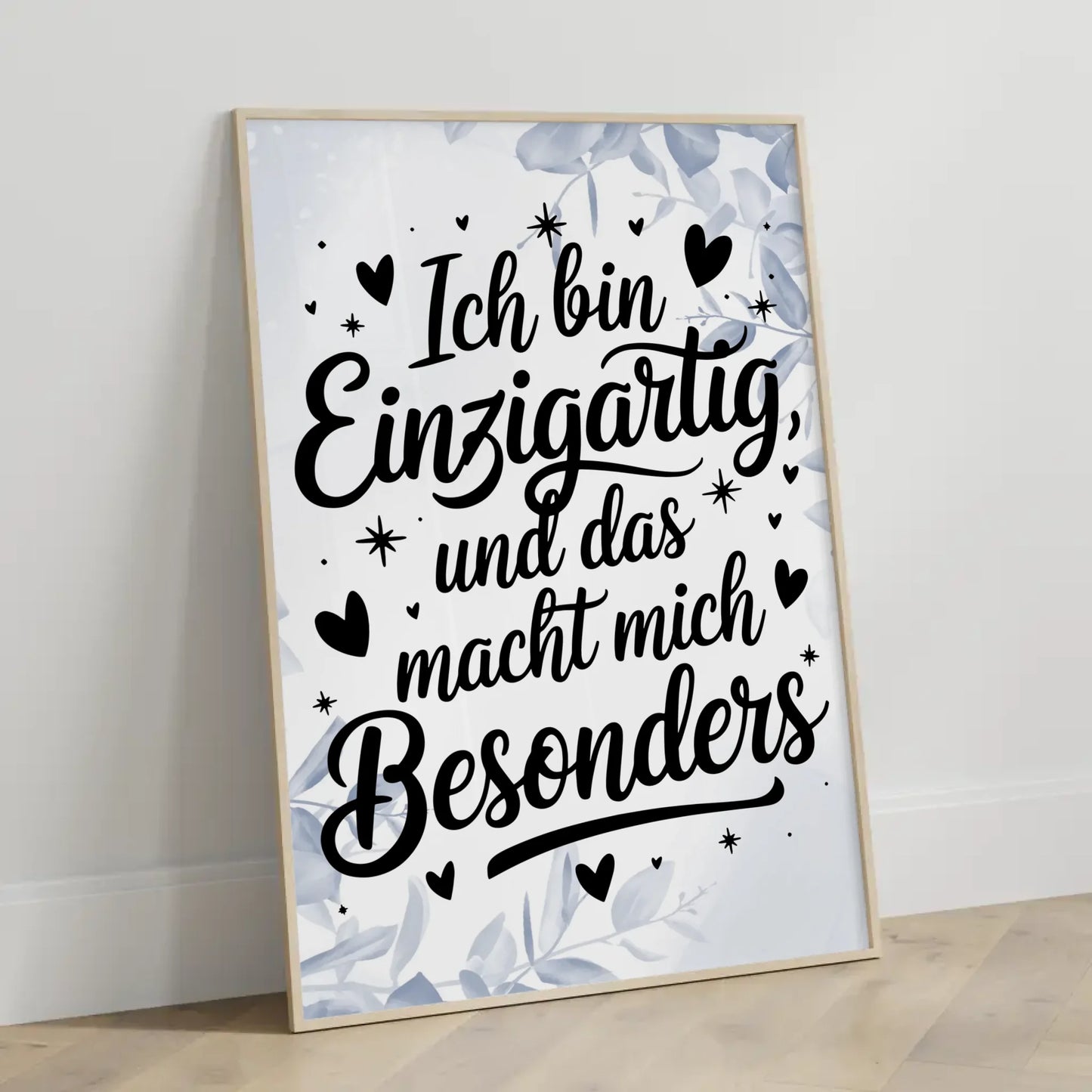 Affirmationsposter Ich bin einzigartig und das macht mich besonders positiv