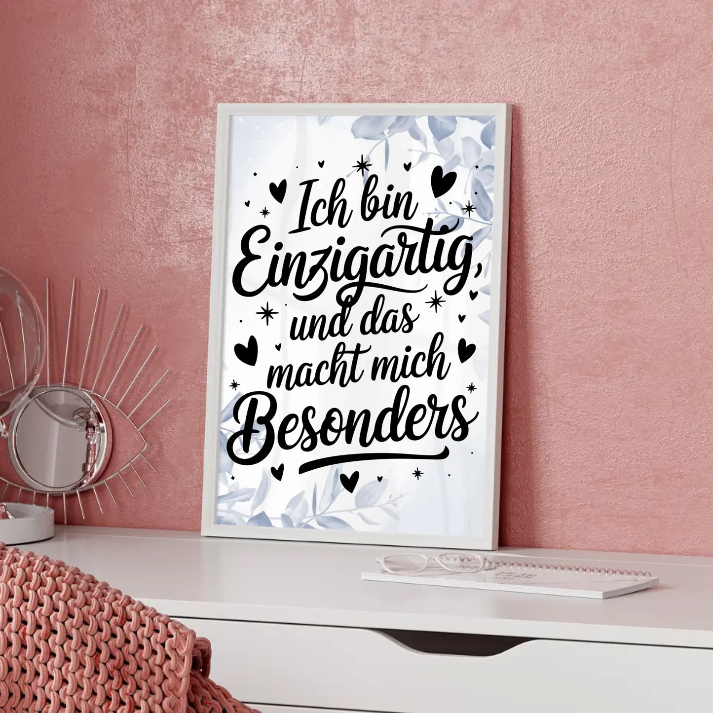 Affirmationsposter Ich bin einzigartig und das macht mich besonders positiv