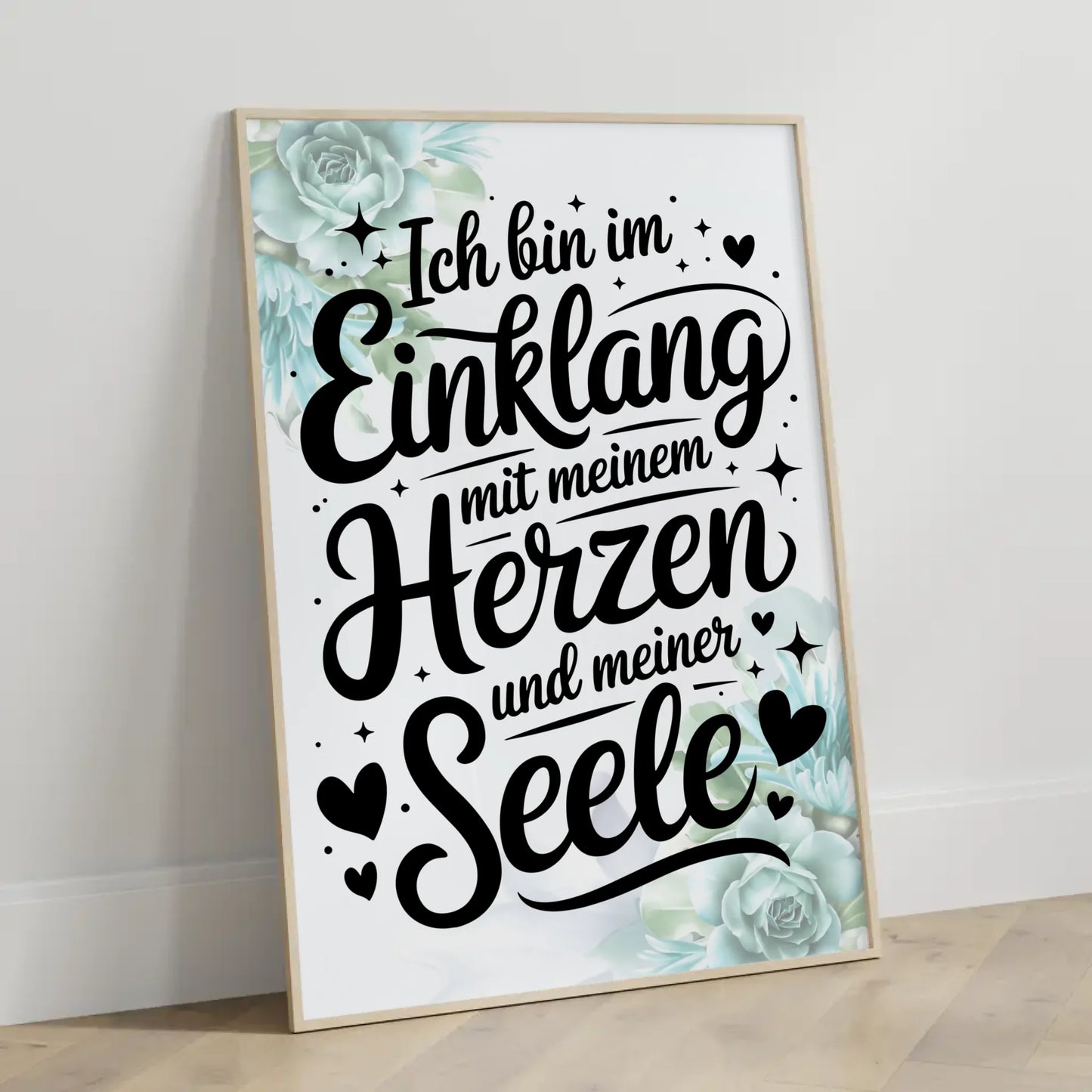 Affirmations Poster Ich bin im Einklang mit Herz und Seele