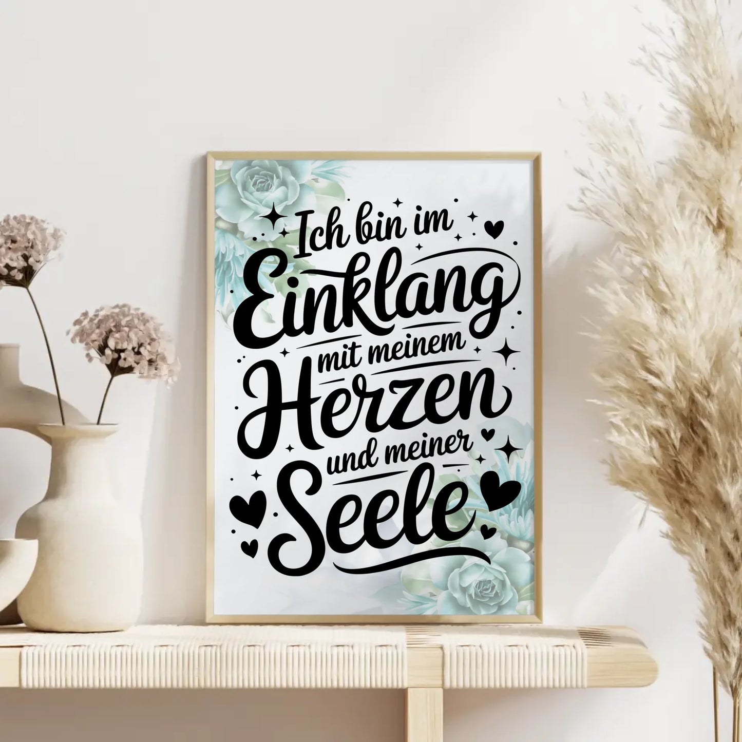 Affirmations Poster Ich bin im Einklang mit Herz und Seele