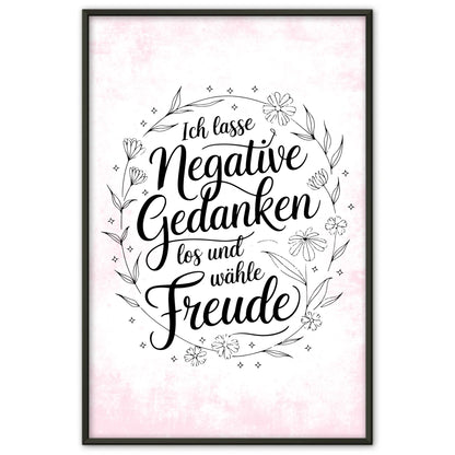 Affirmationsposter Ich lasse negative Gedanken los positiv Freude