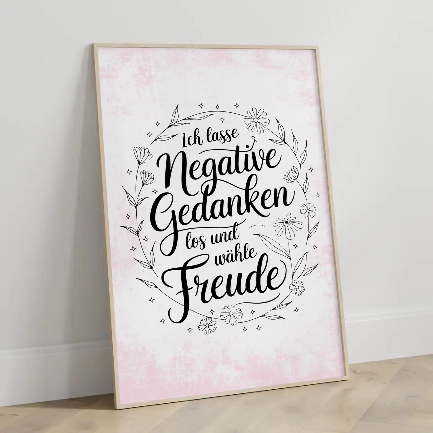 Affirmationsposter Ich lasse negative Gedanken los positiv Freude