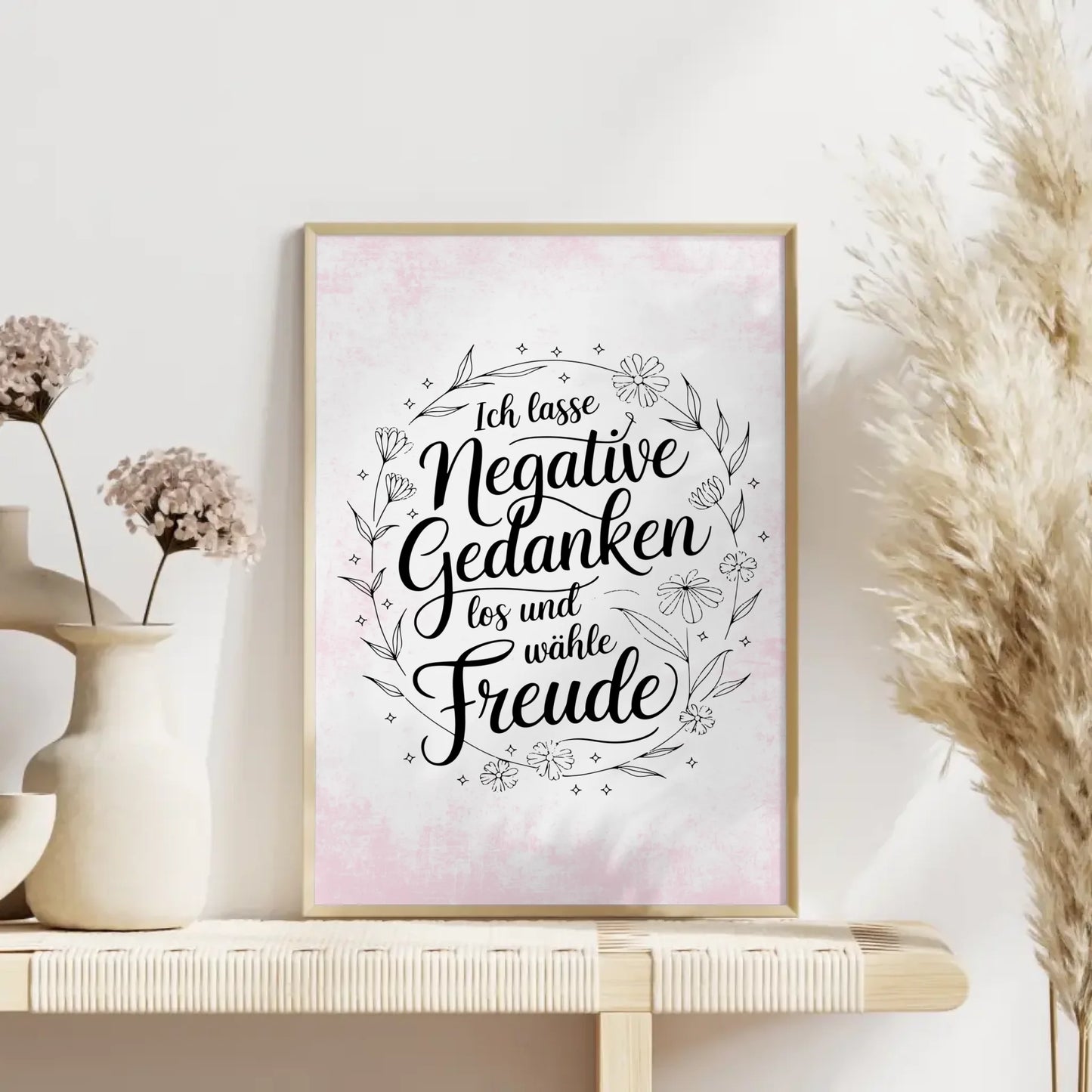 Affirmationsposter Ich lasse negative Gedanken los positiv Freude