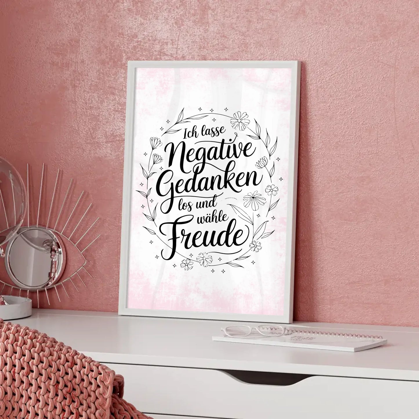 Affirmationsposter Ich lasse negative Gedanken los positiv Freude