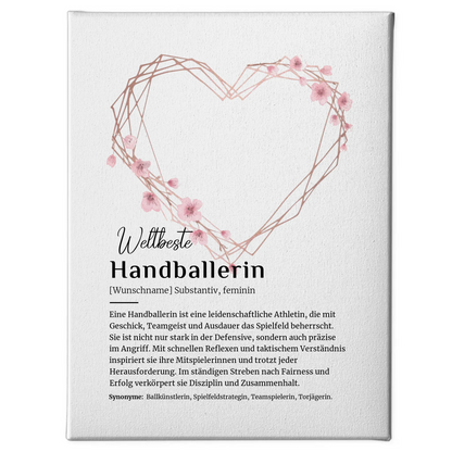 Leinwand Definition Handballerin Handball mit Namen Geschenkidee