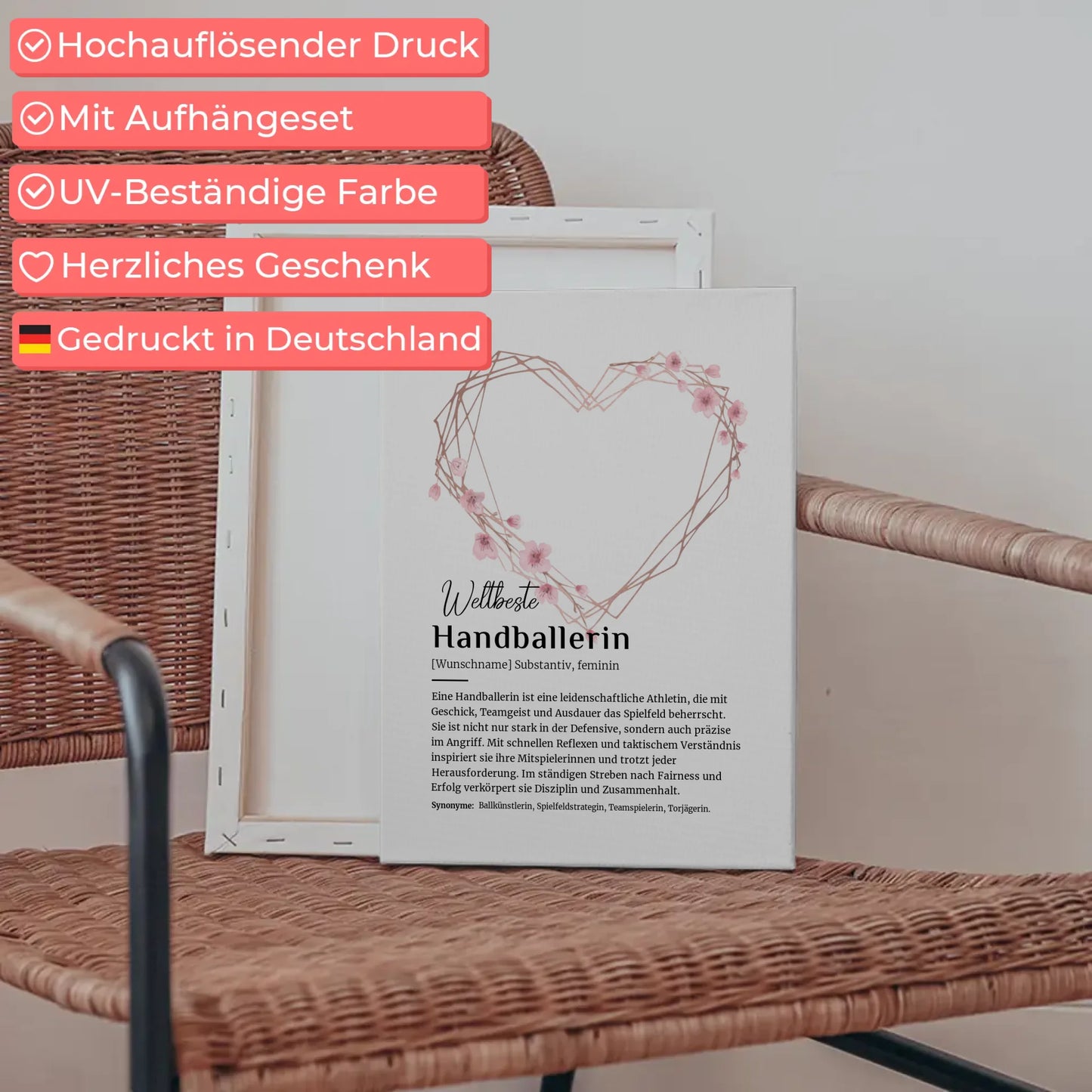 Leinwand Definition Handballerin Handball mit Namen Geschenkidee