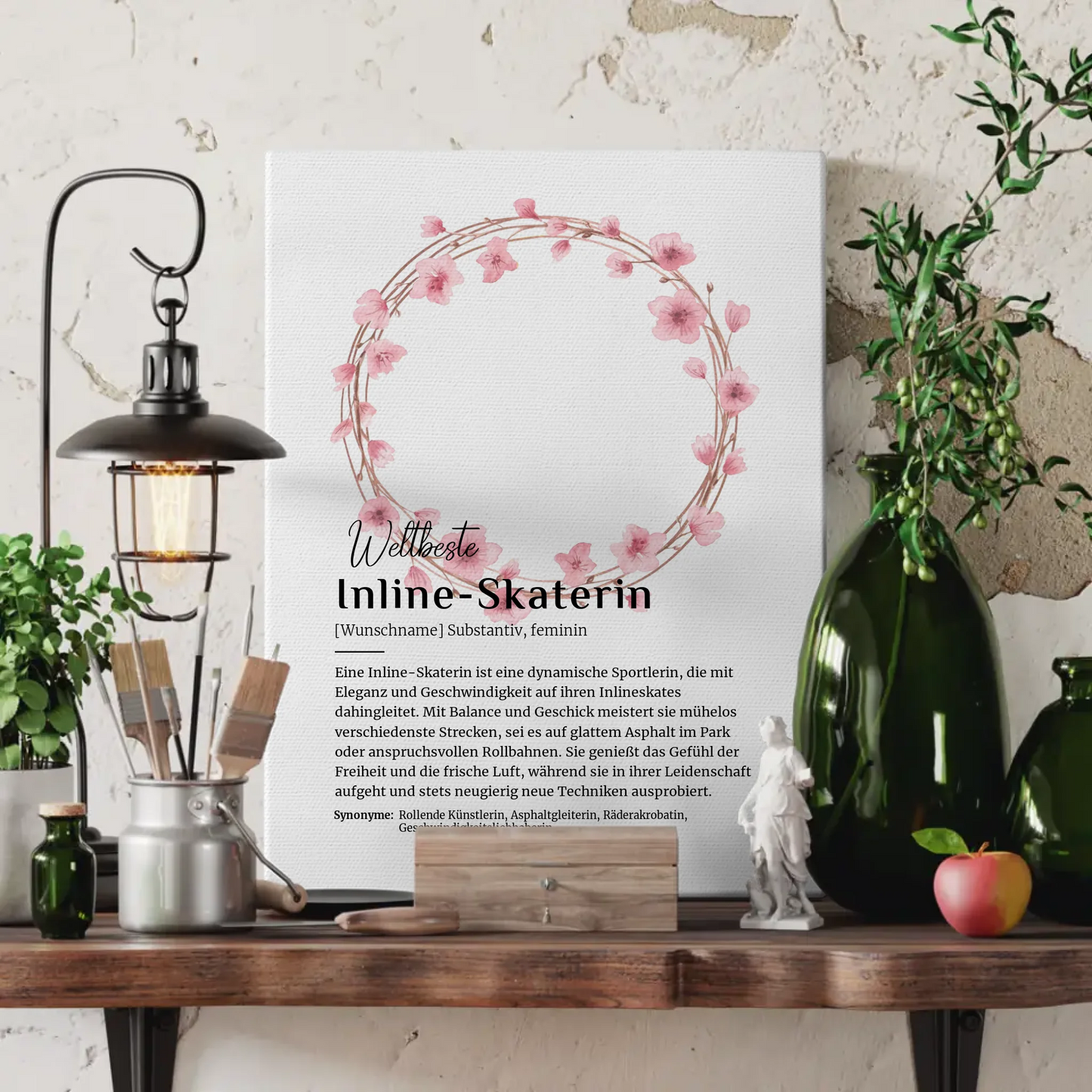 Personalisierte Leinwand Definition Inline-Skaterin mit Namen Geschenk