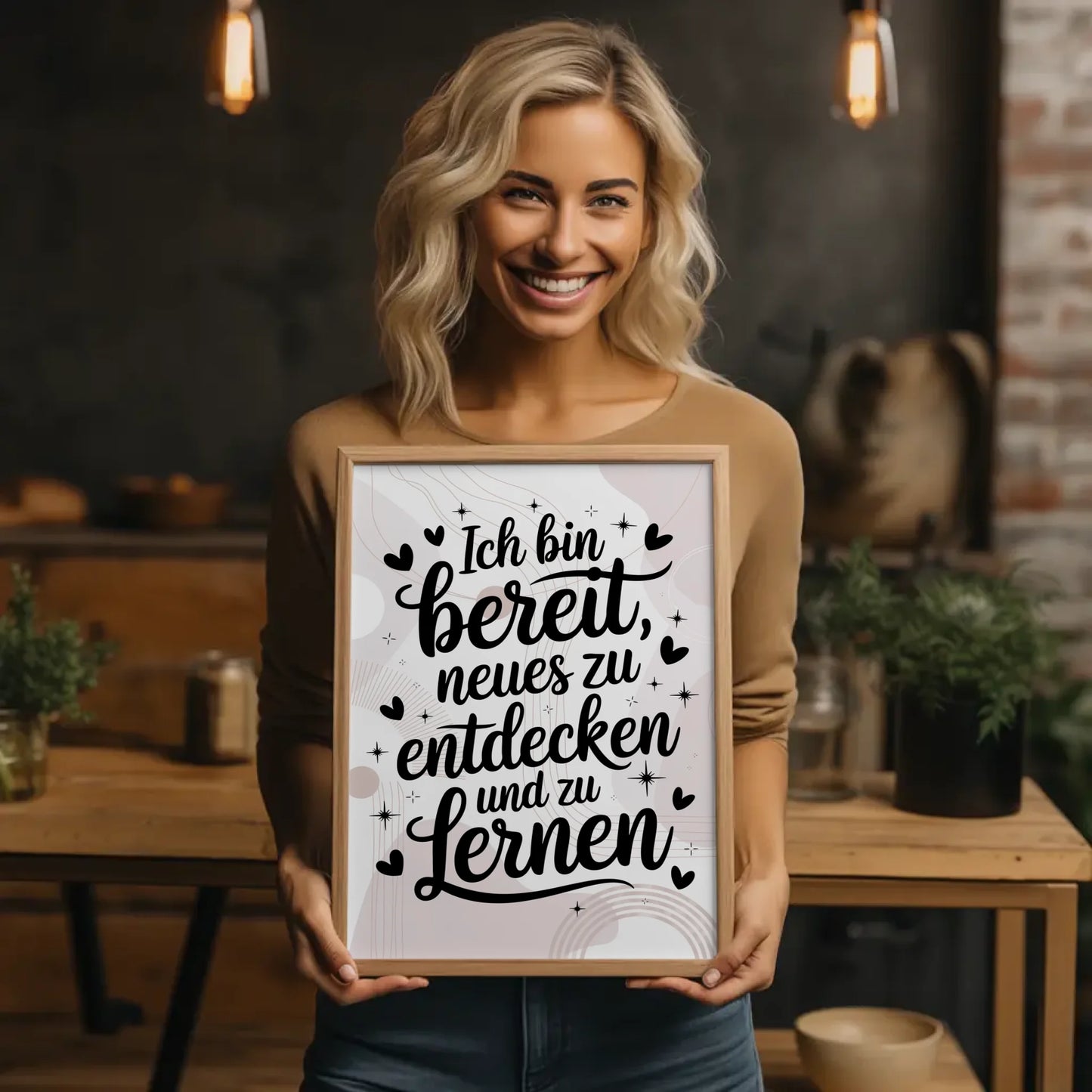 Affirmationsposter Ich bin bereit positiv Neues entdecken lernen