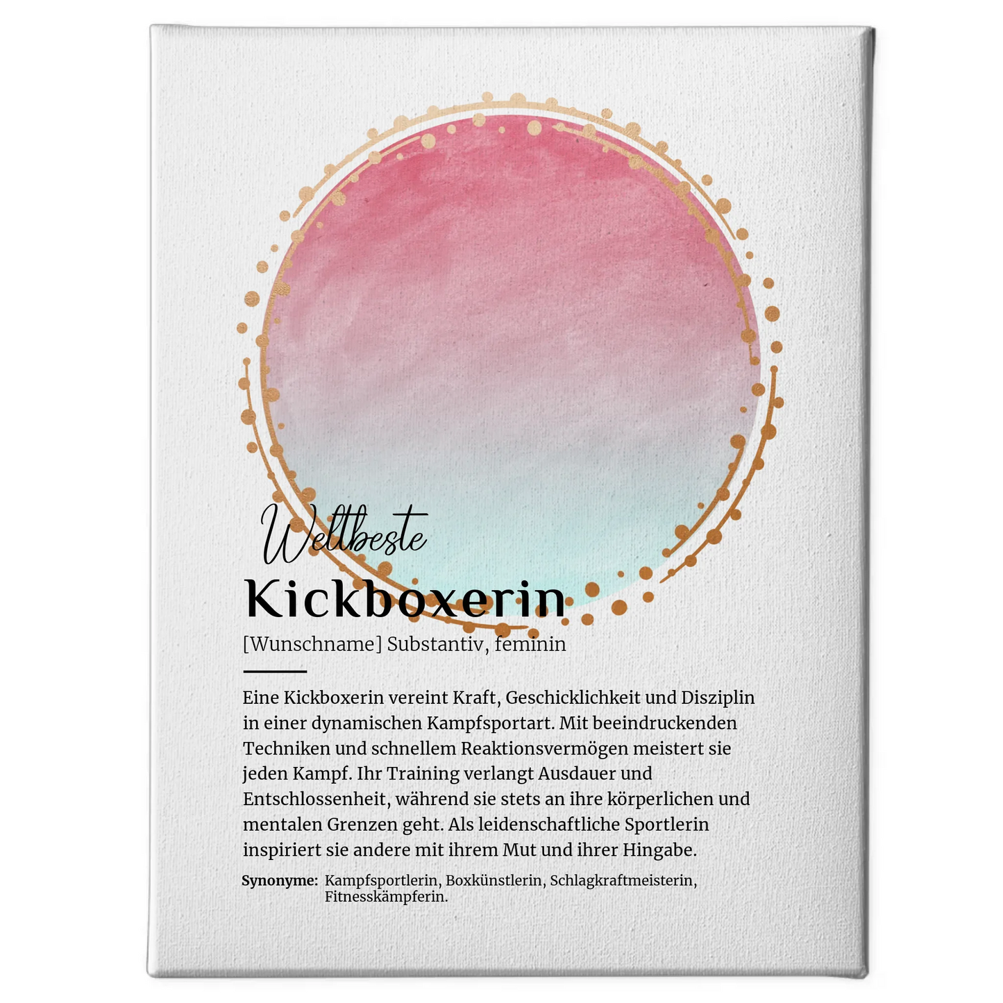 Leinwand Definition Kickboxerin Kickboxen mit Namen Geschenkidee