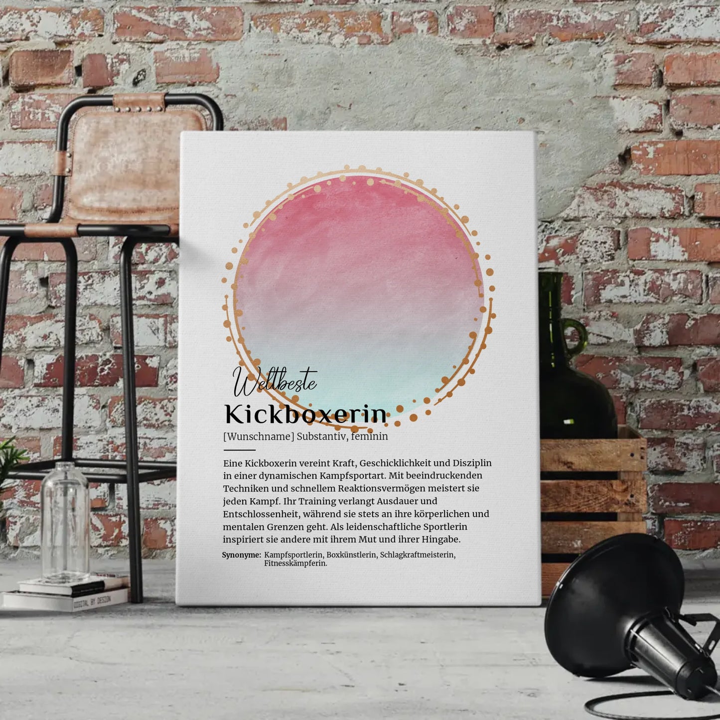 Leinwand Definition Kickboxerin Kickboxen mit Namen Geschenkidee