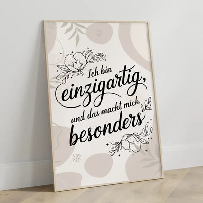 Affirmations Poster Ich bin einzigartig mache dich besonders