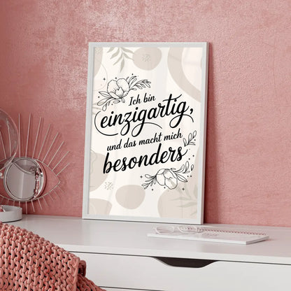 Affirmations Poster Ich bin einzigartig mache dich besonders