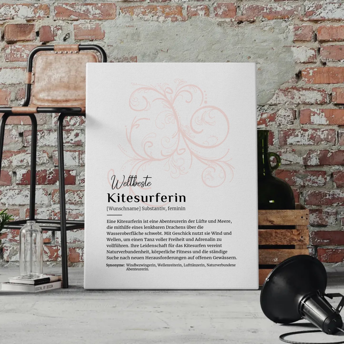 Leinwand Definition Kitesurferin Kitesurfen mit Namen Geschenk