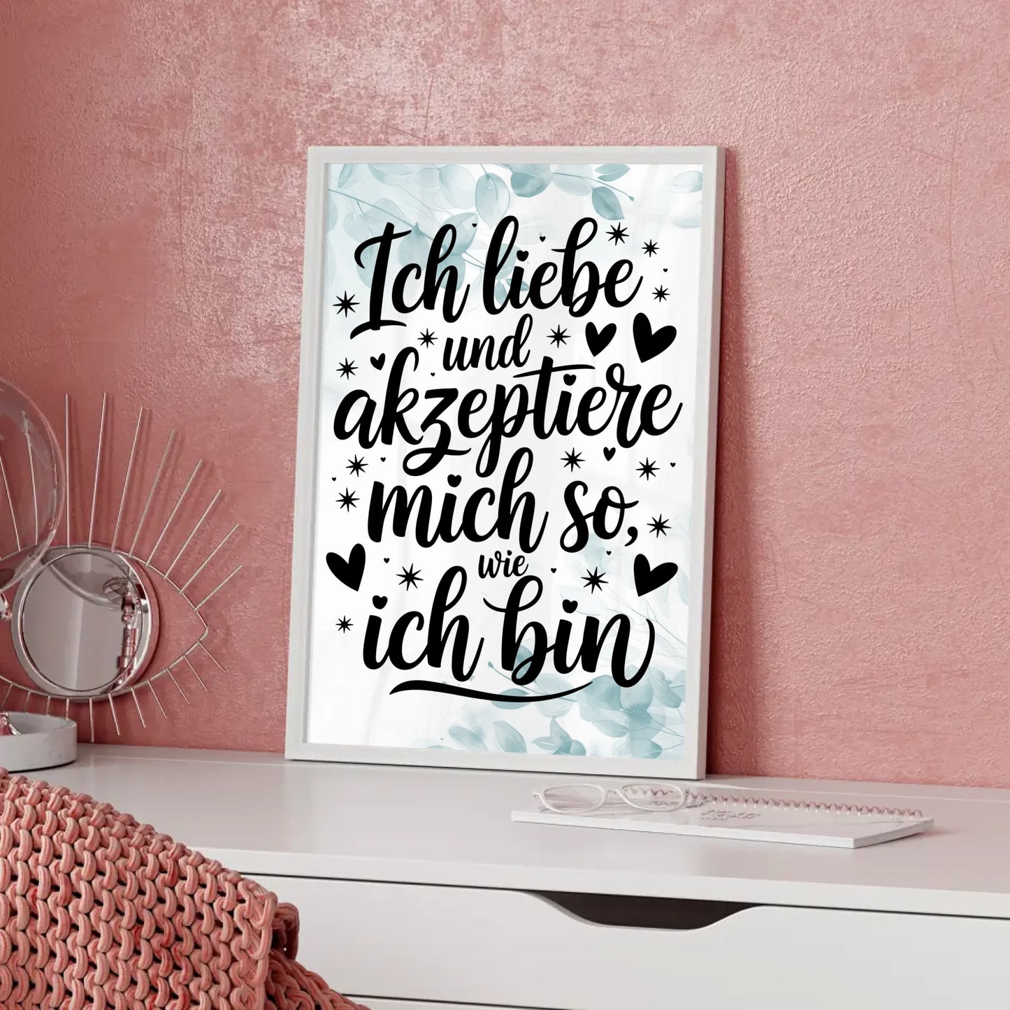 Affirmationsposter Ich liebe und akzeptiere mich positiv