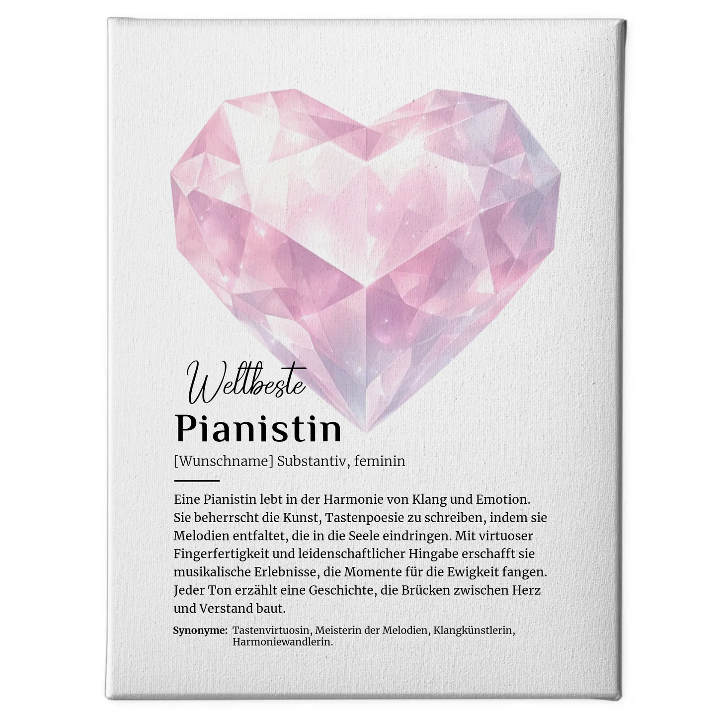 Leinwand Definition Pianistin Klavier Geschenkidee mit Namen
