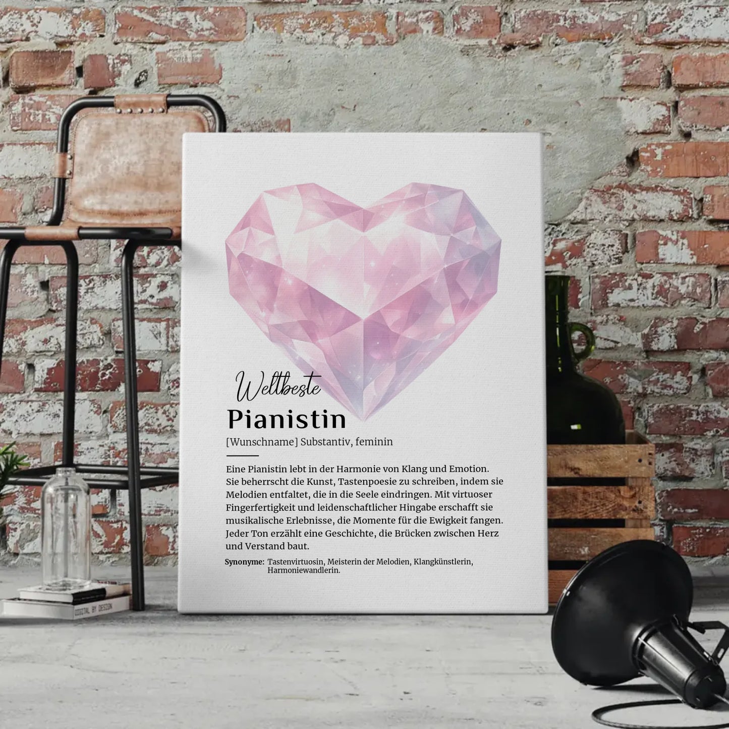 Leinwand Definition Pianistin Klavier Geschenkidee mit Namen