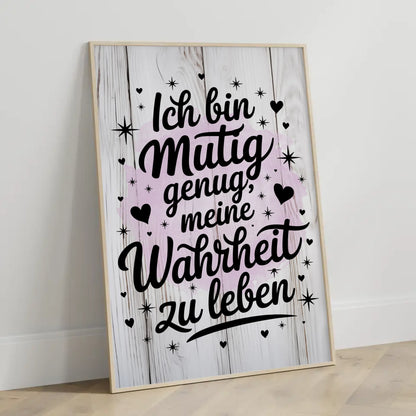 Affirmationsposter Ich bin mutig genug positiv leben Geschenk