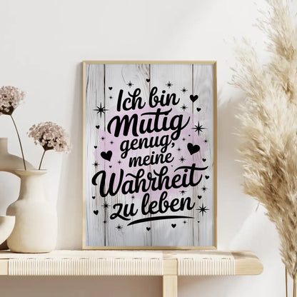 Affirmationsposter Ich bin mutig genug positiv leben Geschenk