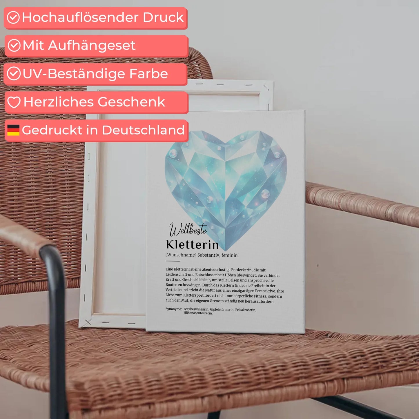 Leinwand Definition Kletterin Klettern mit Namen Geschenk