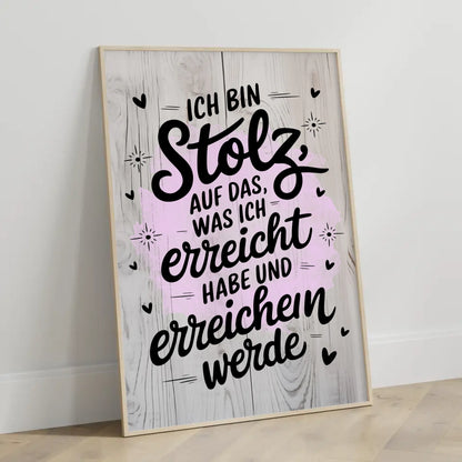 Affirmations Poster Ich bin stolz auf mein Erreichtes