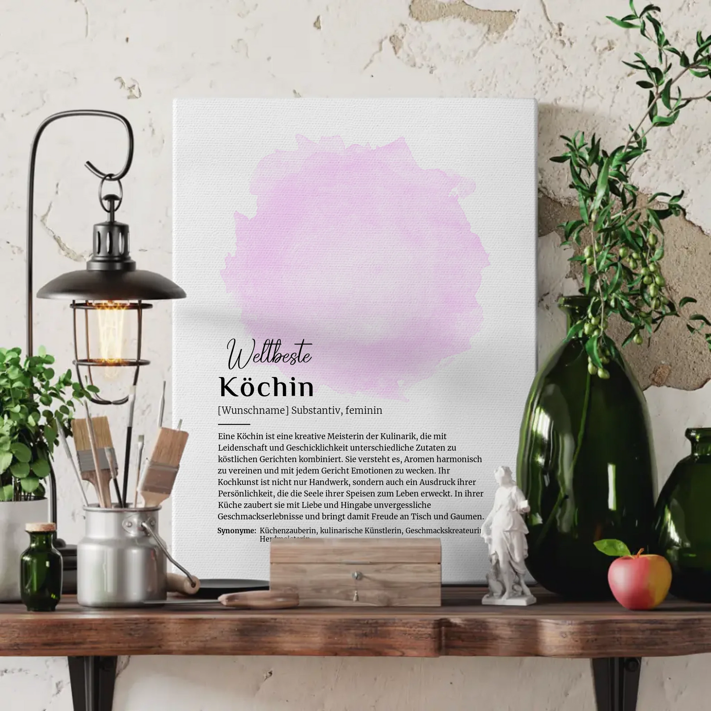 Leinwand Definition für Köchin Kochen mit Namen Geschenkidee