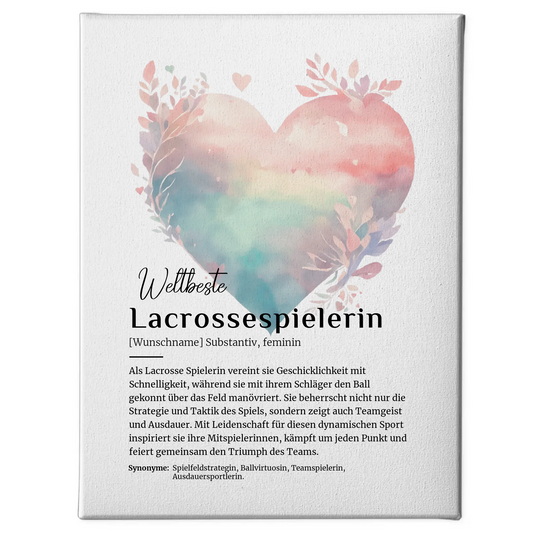 Personalisierte Leinwand Definition Lacrossespielerin Geschenk