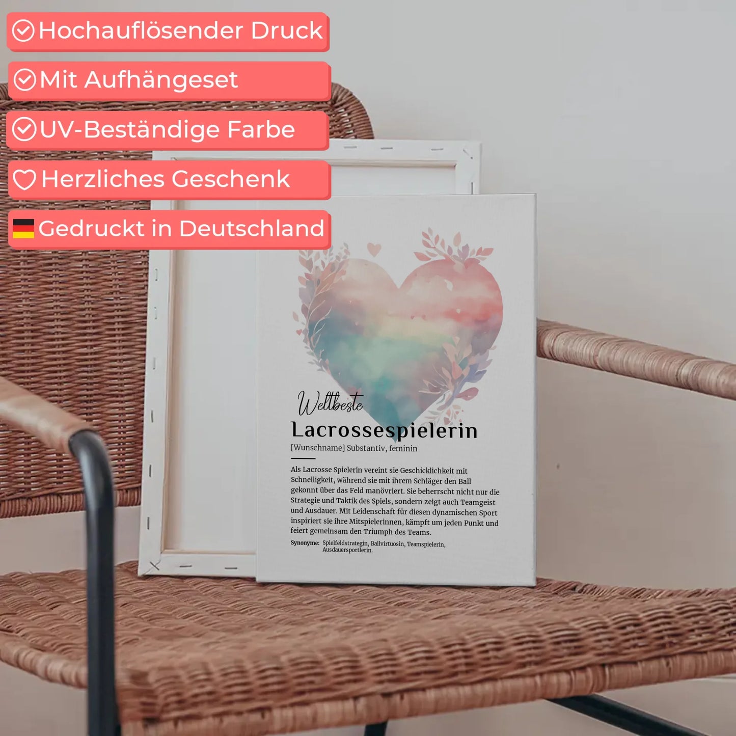 Personalisierte Leinwand Definition Lacrossespielerin Geschenk