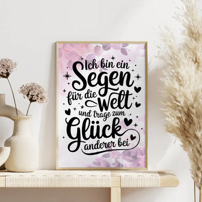 Affirmationsposter Ich bin ein Segen für die Welt positiv
