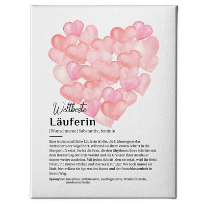 Personalisierte Leinwand Definition Läuferin Laufen mit Namen Geschenkidee